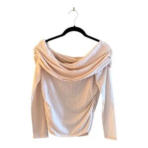 Reformation Florentina Knit Off-The-Shoulder Top in Horchata Size M